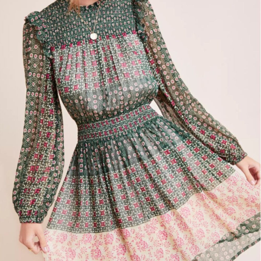 Anthropologie Rhiannon Floral Mini Dress Size Medium